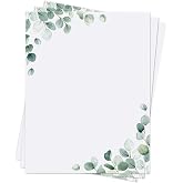 Roowest 150 Sheets Greenery Leaf Printer Paper 8.5 x 11 Border | Decorative Eucalyptus Leaf Border Design, Elegant Stationery Letterhead for Writing, Copy Paper for School Home Office