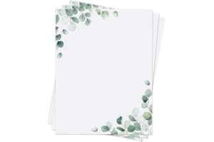 Roowest 150 Sheets Decorative Printer Paper Leaf Greenery Stationery Paper Decorative Printer Paper 8.5 x 11 Inch with Design Elegant Writing Paper for School Writing Home Office Supplies