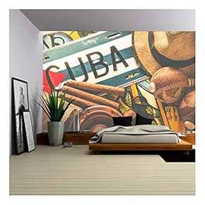 Vintage Processed Photo, Travel to Cuba Concept Background - Removable Wall Mural | Self-Adhesive Large Wallpaper - 66x96 inches