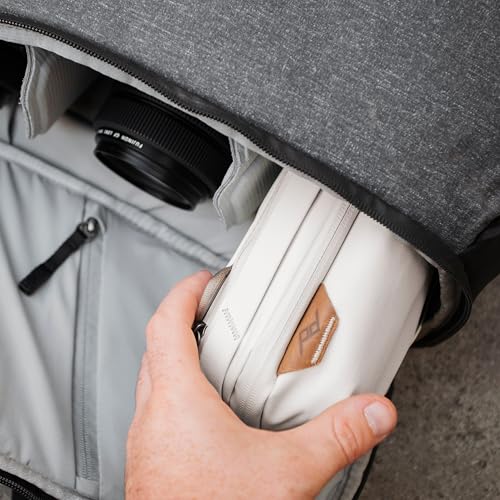 Peak Design Tech Pouch, Bone, Electronics Organizer for Travel or Everyday Carry, Origami-Style Storage, Cable Pass-Through, Weatherproof Recycled Nylon, Gear Carry Bag for Men and Women
