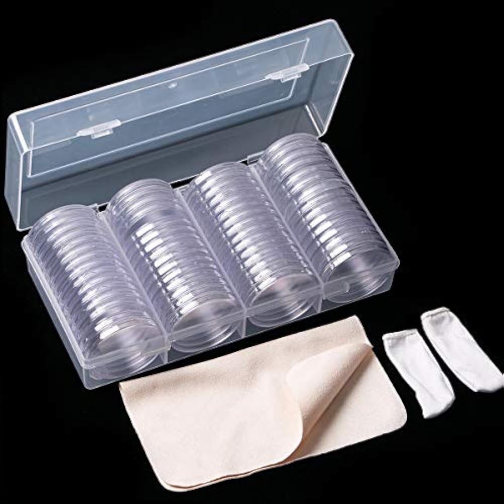 60 Pieces 41mm Coin Holder Silver Eagles Capsules Clear Plastic Storage