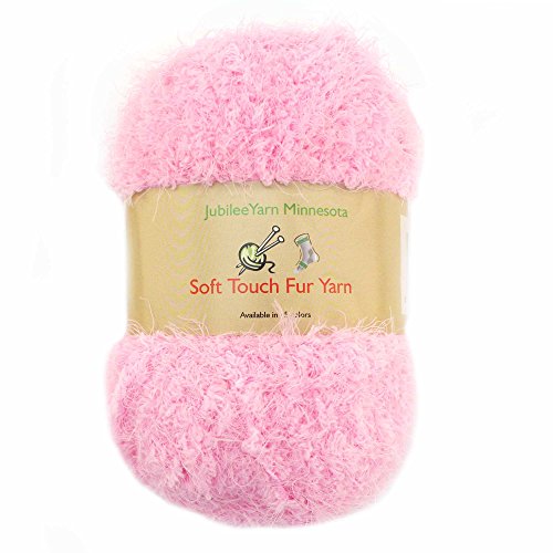 JubileeYarn Soft Touch Fuzzy Fur Yarn - 74yd/Skein - Baby Pink - 2 Skeins
