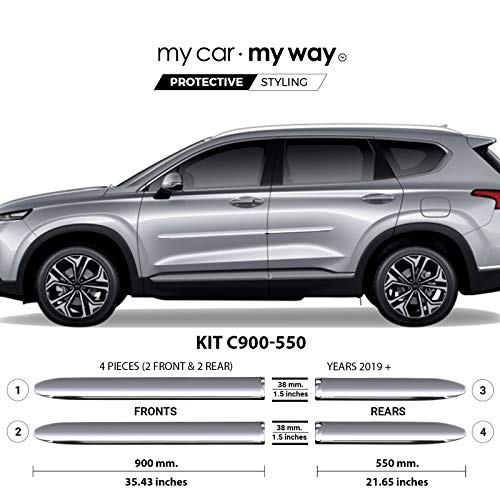 MY CAR MY WAY Chrome Body Side Molding Cover Trim Door Protector (Fits) Hyundai Santa Fe 2019