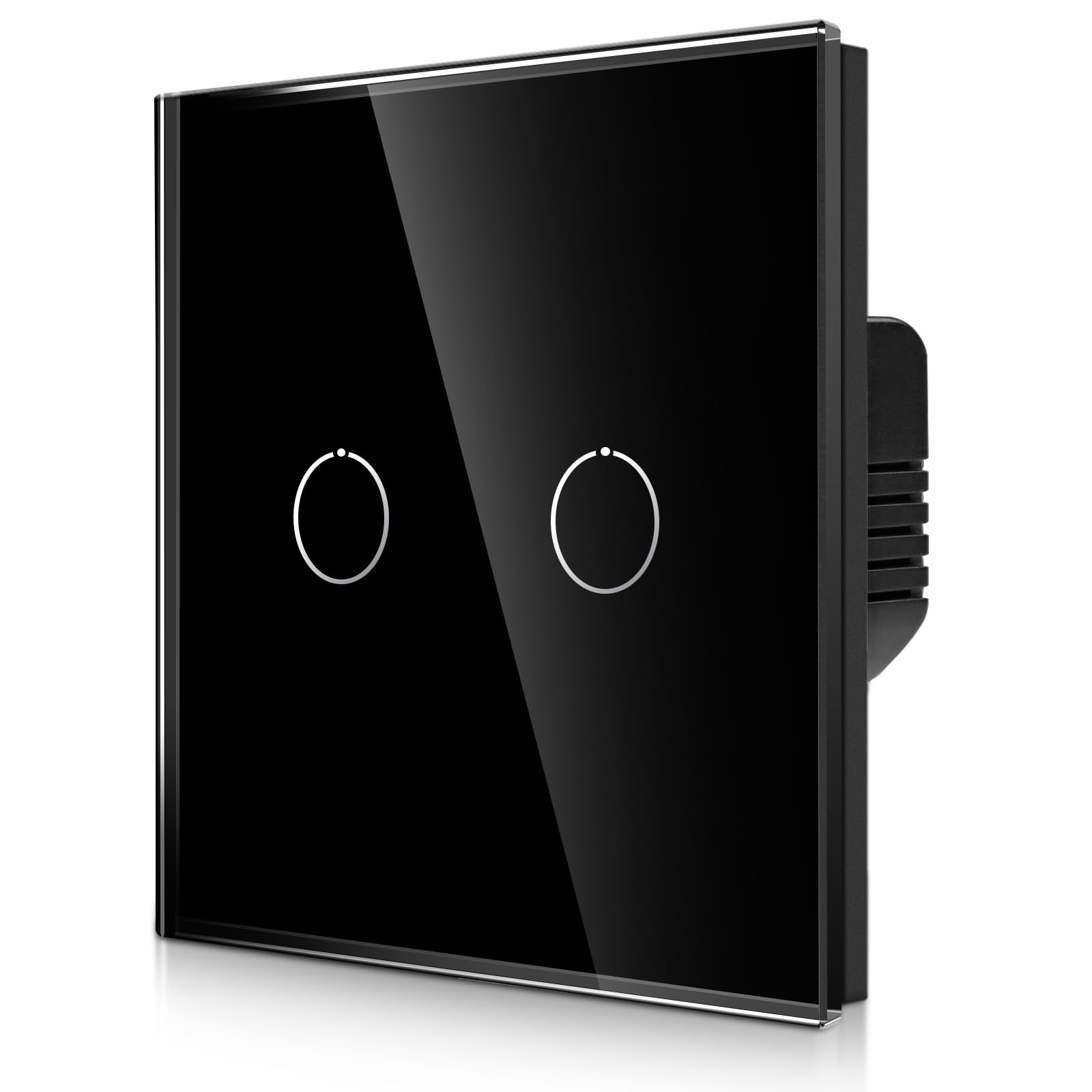 CNBINGO 2-Way Touch Light Switch - Black Wall Switch with Glass Panel and Status LED Backlight - No Neutral Wire Required - Only Pair with this 2-Way Switch Series - 2 Gang — image 1