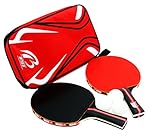 CaoBin 2-Pack Table Tennis Racket With Anti Slip Comfort Grip Handle and Table Tennis Paddle Bag,3 Pcs Ping-pong Ball