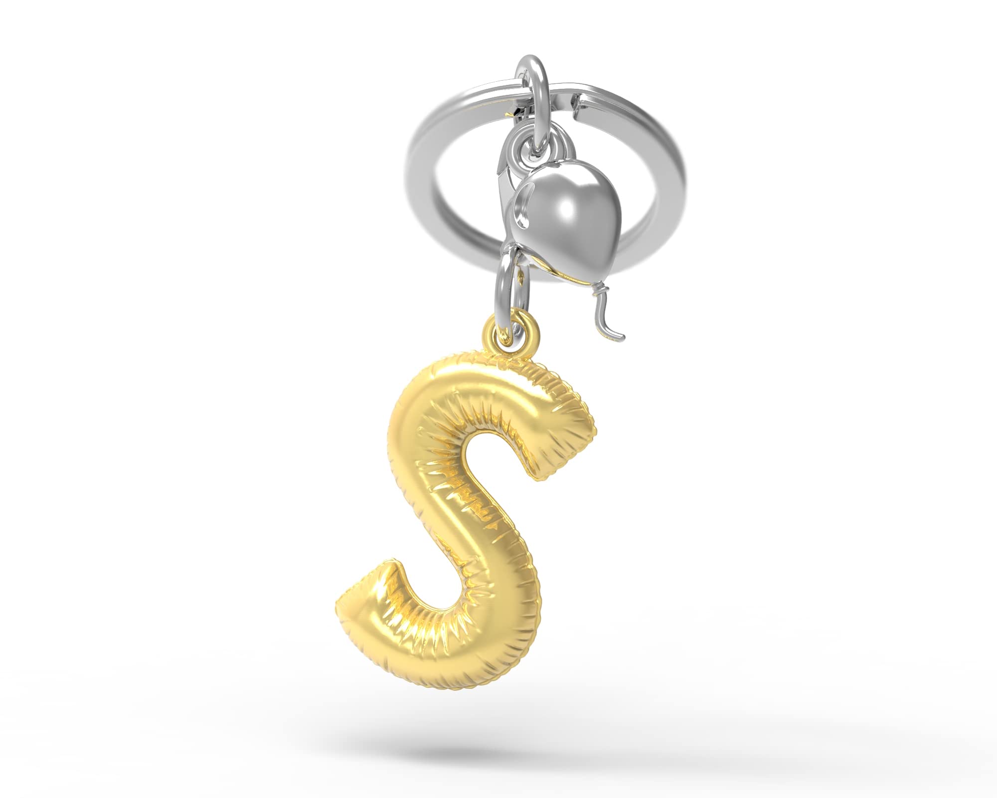 Meta[l]morphose METALMORPHOSE - Gold Helium Balloon Keyring Letter A with Silver Balloon Charm – MTM10A, gold, 8.7x3x0.9, Contemporary