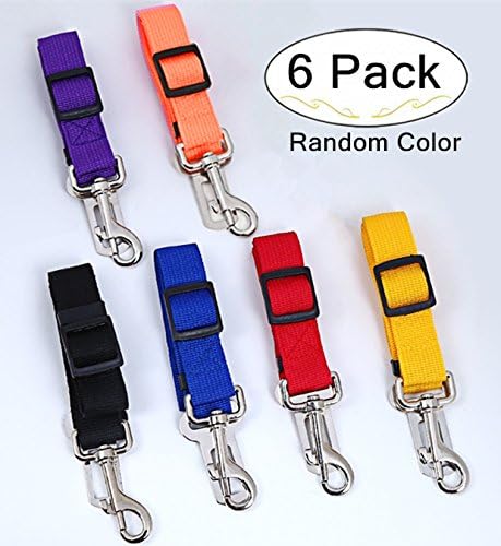 6 Packs Pet Dog Cat Car Safety Seat Belt, Magnolora Heavy Duty Vehicle Car Safety Leash Leads Harness, Adjustable Seatbelt Leash Tether Strap with Strong Metal Clips for Pets Dogs Cats