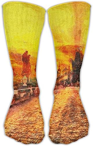 Women's Men's Classics Socks Charles Bridge At Early Morning Sunrise Sun Beams Oil Painting Athletic Stockings 30cm Long Sock One Size