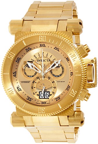 Invicta 17643 Men's Coalition Forces Gold Tone Dial Yellow Gold Steel Bracelet Chronograph Watch