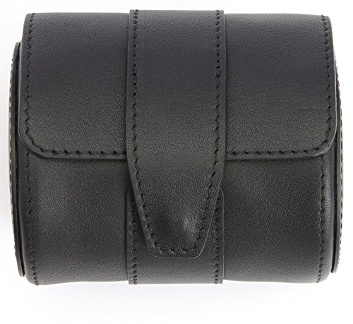 ROYCE Executive Travel Watch Roll in Smooth Genuine Leather with Suede Interior, Fits 1 Watch - Black