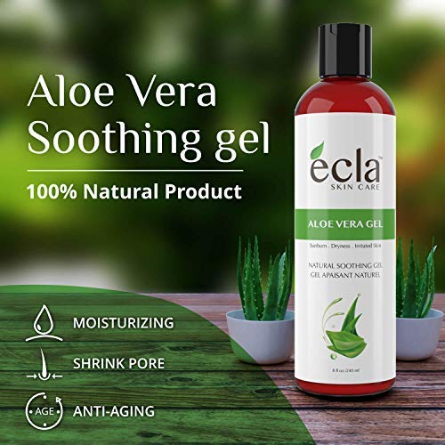 Aloe Vera Gel for Face, Body and Hair - Made with Organic 100% Pure Cold Pressed Juice, Not Powder (8 Oz - 240ml)