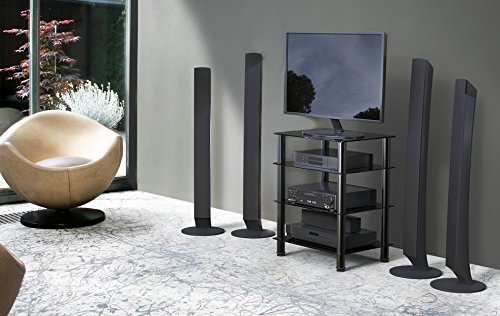 Fitueyes 4-tier Media Stand Audio/Video Component Cabinet with Glass Shelf for /Apple Tv/xbox One/ps4 AS406001GB - Thumbnail 6