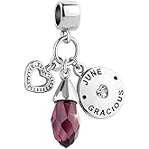 GMXLin Birthstone Birthday Charms Teardrop Love Heart Dangle Bead Compatible With Pandora Charms Bracelets