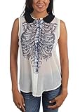Iron Fist - Womens Creepers Peterpan Blouse, Size: X-Large, Color: White/Black