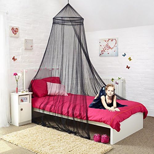 Canopy for Girls Bed – Stunning Beaded Black Bed Canopy - Quick and Easy To Hang Girls Bedroom Accessories - Perfect Gifts for Girls , Granddaughter gifts