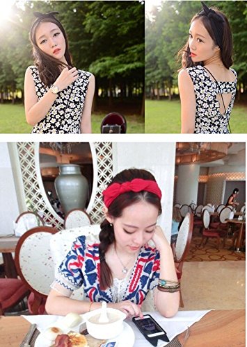 Ewandastore Women's Elastic Rabbit Ear Headband Turban Headwrap Knotted Soft Twisted Headband Cross Knot Hair Bands(Yellow)