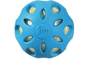 JW Pet Crackle Heads Crackle Ball Crunchy Noise Chew Fetch Toy for Dogs, Assorted Colors, Large 4' Diameter