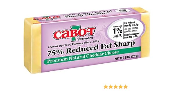 Cabot Vermont 75 Reduced Fat Cheddar Cheese Bar 8 Ounce Pack Of 12 Amazon Com Grocery Gourmet Food