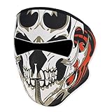 Unique 2 in 1 Reversible Skull Winter Snowboard Ski Full Face Mask Soft Neck Ear Warmer Protection Vented Fitted Velcro Adjustable Windproof Biker Motorcycle Facemask