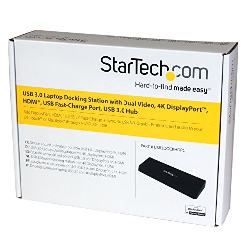 StarTech.com USB 3.0 Docking Station - 4K - HDMI / DisplayPort - with Fast Charge / Ethernet / Audio - Universal Docking Station