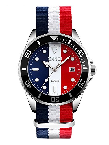 Carrie Hughes Men's Casual Quartz Wrist Watch Luminous Dial Multi-Color Nylon Strap CH38