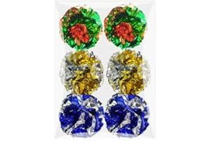 Bepets 6 Pack Crinkle Balls for Cats(Large Size 2.36 in), 3 Color Cat Crinkle Ball Crinkle Cat Toys for Indoor Cats, Kitten Crinkle Toys Colorful Mylar Balls Crinkle Paper Ball for Cat Pet