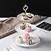 Jusalpha Cupcake Stand 3 Tier White Porcelain Cake Stand Dessert Stand Tea Party Serving Platter, Comes in a Gift Box- Free Sugar Tong (White)
