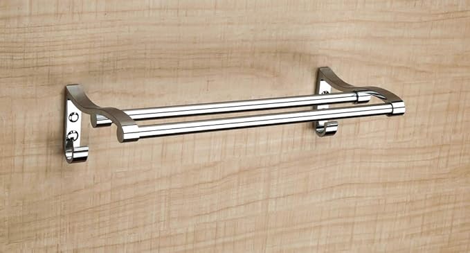 FORTUNE 18 INCH Stainless Steel Towel Rack Cum Towel Bar | Bathroom Towel Rod Holder | Wall