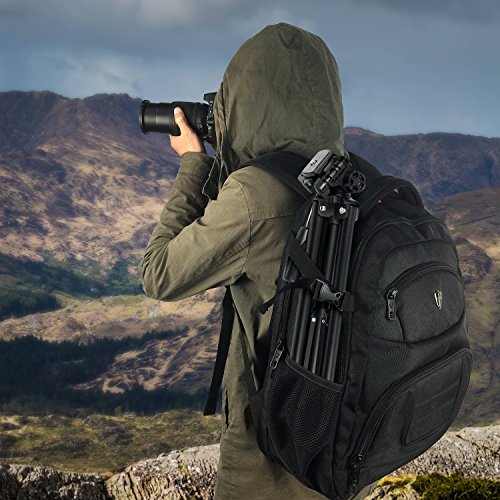 Victoriatourist DSLR Camera Bag Backpack with Laptop Compartment and Raincover Fits 15.6 inch Laptops, Black (Black6022)