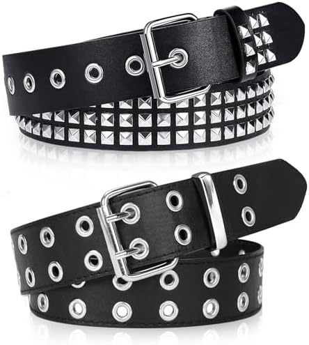 3pcs Y2K Goth Punk Studded Belt Set, Double Grommet & Pyramid Belts for Adults Amazon.com: SNCEAW 3 Pcs Studded Belt Y2K Metal Goth Punk  main image 3