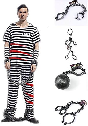 Amazon Just 囚人 監獄 グッズ 小道具 鎖 くさり 手首 足首 全身 足かせ コスプレ 仮装 イベント 足首 鉄球 コスプレ 仮装 通販
