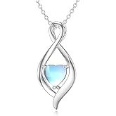 OUTANG Infinity Moonstone Necklace for Women 925 Sterling Silver Heart Moonstone Infinity Symbol Pendant Ladies Jewelry Gifts