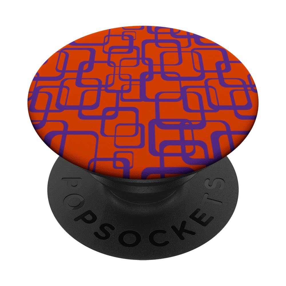Retro MCM Square Motif Vintage Pattern 7 Orange PopSockets Swappable PopGrip