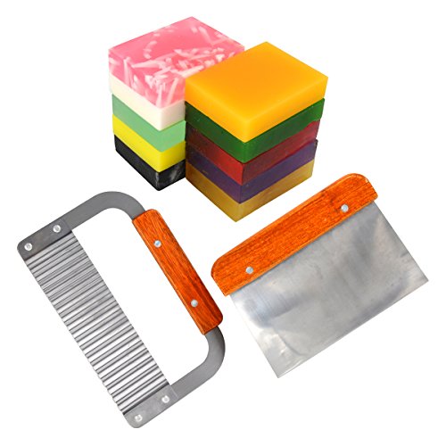 Stainless Steel Soap Scraper / Bench Scraper Chopper , Stainless Steel Wavy & Straight Soap Mold Loaf Garnish Potato Vegetable Cutter Cutting Tool Best as Soap Pizza and Dough Cutter(Scraper)