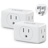 VINTAR Multi Plug Wall Outlet Extender 2 Pack, 3 Way Plug Adapter, White | Electrical Multiple Outlet Splitter, Small Wall Expander, For Home Office Dorm Cruise Ship Travel Essentials, ETL Listed
