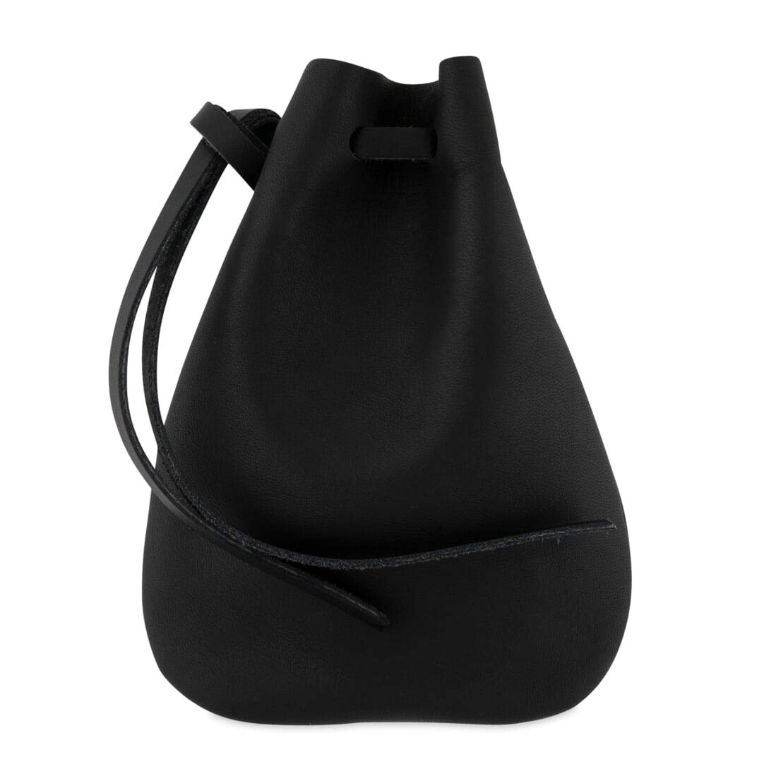 Leather Drawstring Pouch, Coin Bag, Medicine Tobacco Pouch, Medieval Reenactment Size 14 cm x 10 cm - Made in U.S.A. by Nabob Leather (Medium, Black)