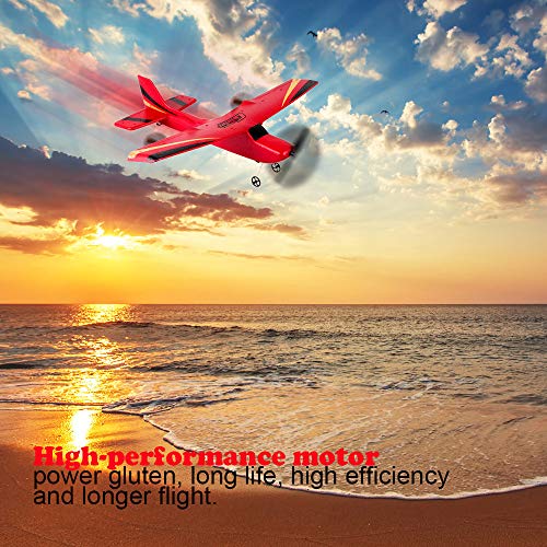 Gbell RC Glider Airplane for Kids Adults - 350mm Wingspan EPP Micro 2.4G 2CH Gyro RTF Remote Control Helicopter Plane Glider Toys Xmas Birthday Gifts for Boys Girls 8 + Year Old & Adults (Red)