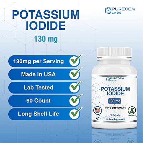 Potassium Iodide Tablets 130 mg Kosher Iodine Tablets , Thyroid Support