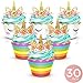 Augmist Unicorn Cupcake Toppers and Wrappers - Party Supplies for Birthday, Baby Shower, Valentine, Baby Shower - Double-Sided Glitter Design Cake Decorations. 30 Pairs