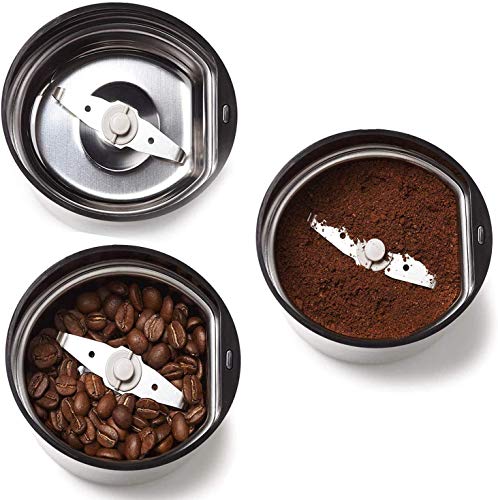 Elektrische Kaffeemühle, mit Klingen aus Edelstahl und Reinigungsbürste, Mahlwerk für Leinsamen, Nüsse, Pfeffer, Gewürze… – Bild 5