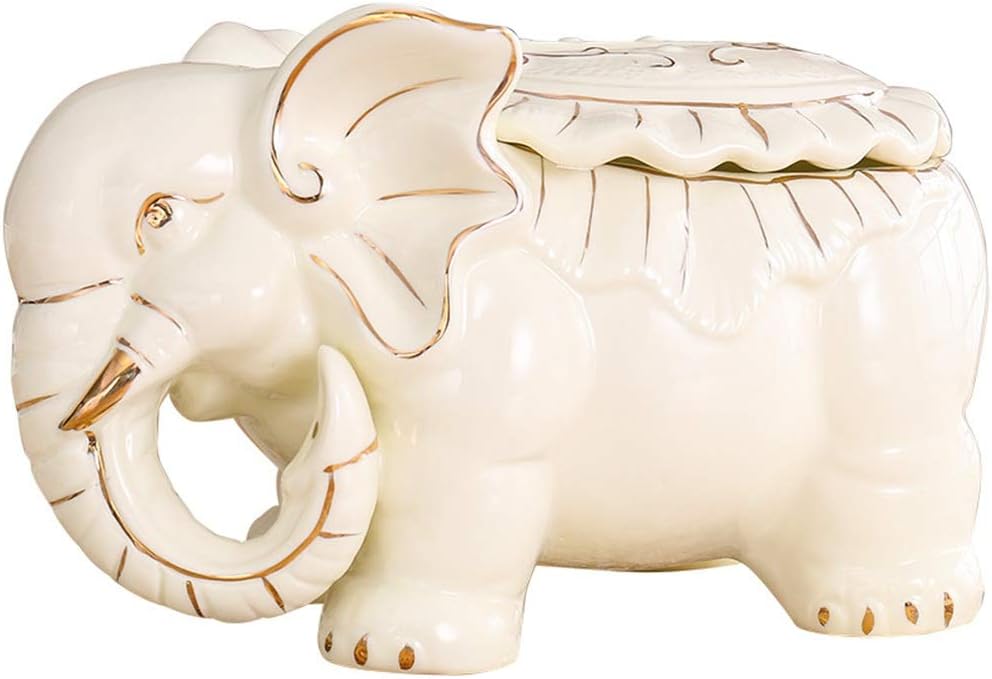 QiHaoHeji Tissue Box Creative Tissue Box Cover Tissue Boxes Living Room Decorated Ceramic Trinkets Decorated Living Room Study Room Table Paper Feeder (Color : Creamy-white, Size : 16x26cm)