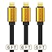 Smallelectric 3-pack 6FT Alloy Gold-Plated 8pin Lightning Cable Sync Extra Long USB Cord Charger for iphone SE / 6 / 6s plus / 6 plus / 5s 5c 5 / iPad Mini / iPad Air / iPod . Compatible with all IOS