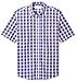Amazon Essentials Men's Regular-Fit Short-Sleeve Poplin Shirt, Blue/Red/Plaid, Medium