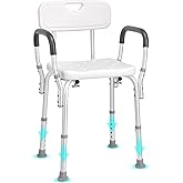 VEVOR Shower Chair, Shower Seat with Back, Adjustable Height Shower Stool, Shower Chair for Inside Shower Bathtub, Non-Slip B