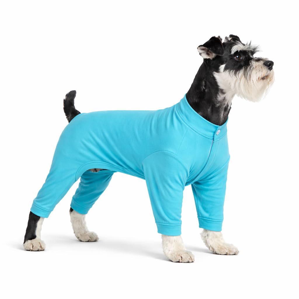 Lovelonglong Four Feet Lightweight Pajamas, Pure Cotton Jumpsuits, Onesies T-Shirt Stylish PJs Puppy Costume for Large Medium Small Dogs - Turquoise M