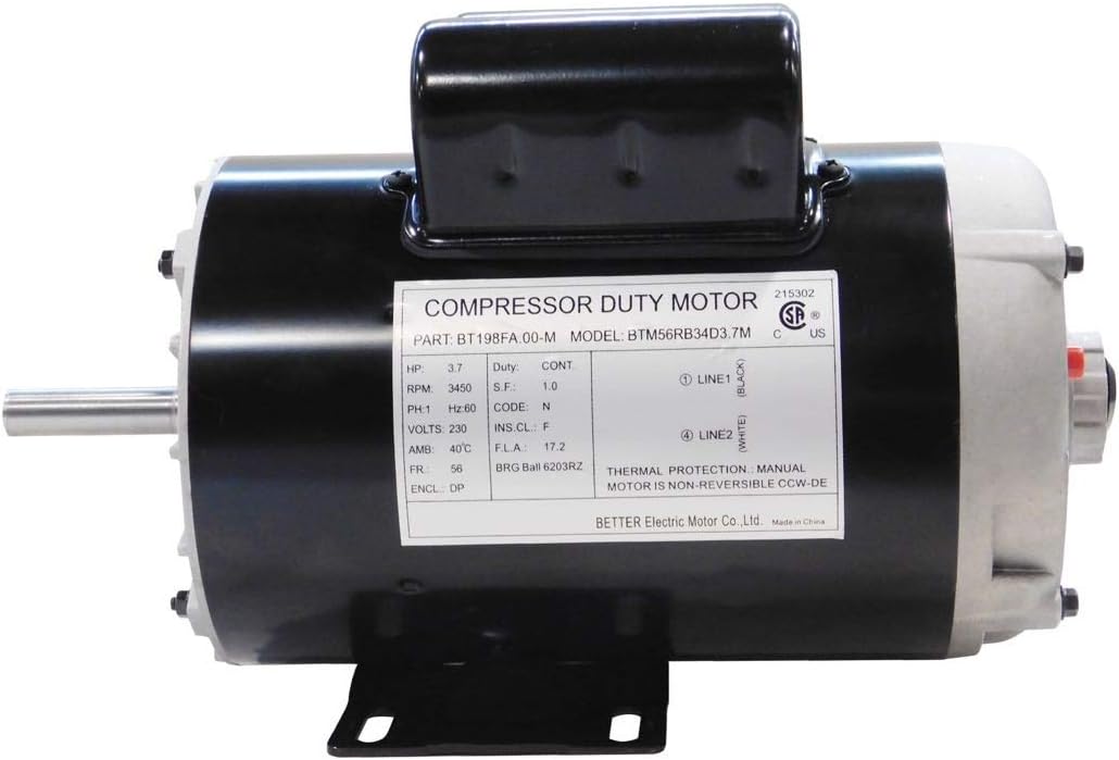 NEW 3.7HP COMPRESSOR DUTY ELECTRIC MOTOR, 56 FRAME, 3450 RPM, 5/8
