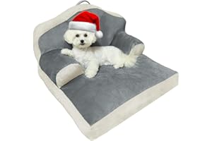 INRLKIT Pet Couch Bed, Machine Washable Dog Cat Beds for Small Dogs & Cats, Cozy Non-Slip Fluffy Cat Sofa Bed Up to 60lbs