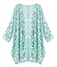 olrain Women Casual Lightweight Floral Printed Open Front Kimono Soft 3/4 Sleeve Cardigan (Small, Green-2)