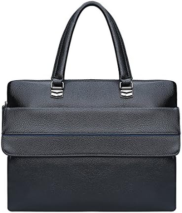 Men Briefcase Vintage Leather Handbag Mens Briefcases for Laptop Messenger Mens Business Bag 8909 black