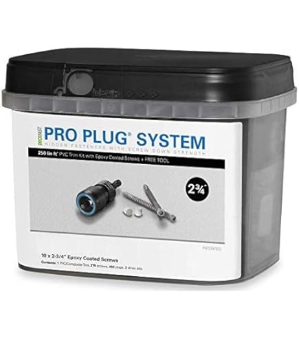 Pro Plug Fascia Kit For Trex Decking - 100 Wood Grain White Plugs & Stainless Screws, 1-7/8" T-20 Star Drive